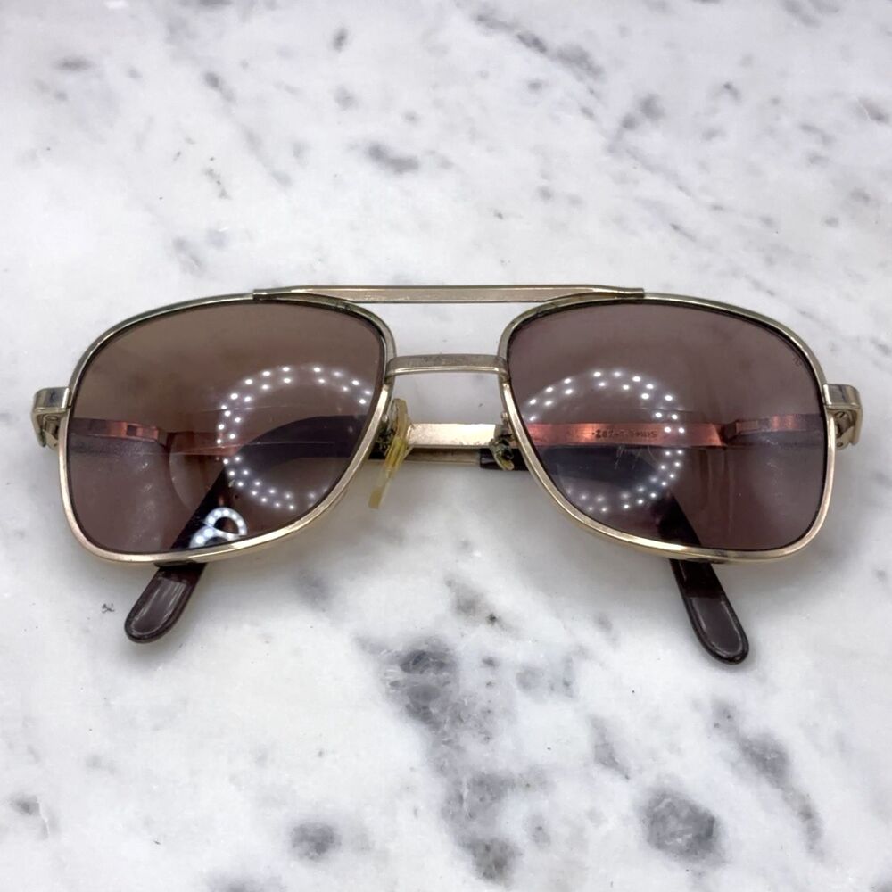 Vintage Titmus Z87 - 5 3/4 Square Aviator Gold Sunglasses Frames Only 56-20